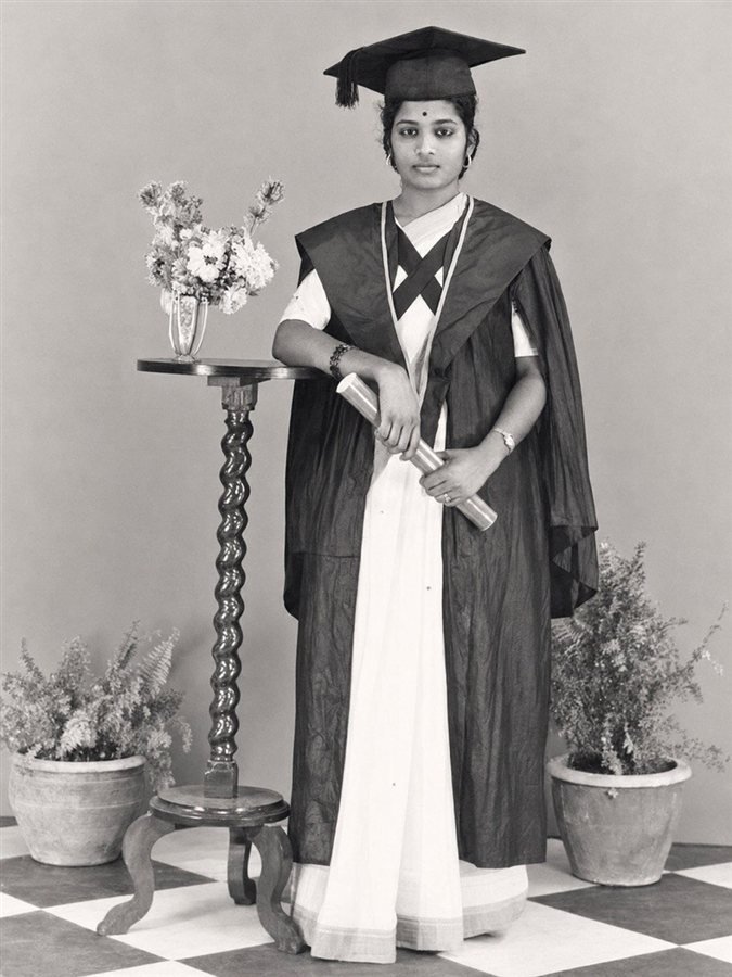 Portrait of Late Phullara Nayak in academic graduation attire